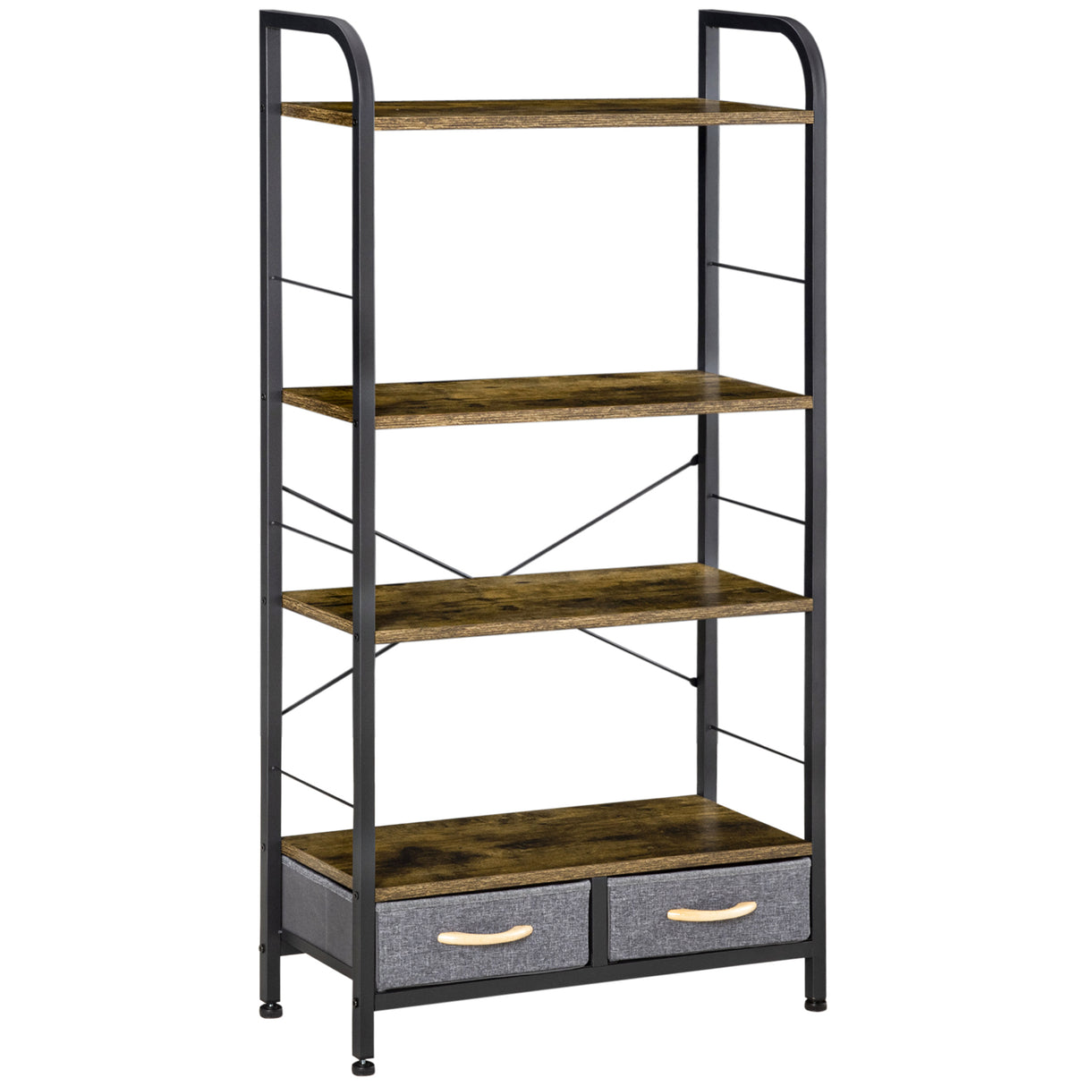 easycomfort easycomfort mobile libreria con 4 scaffali e 2 cassetti in truciolato acciaio e tessuto effetto lino 64x27 5x121 cm