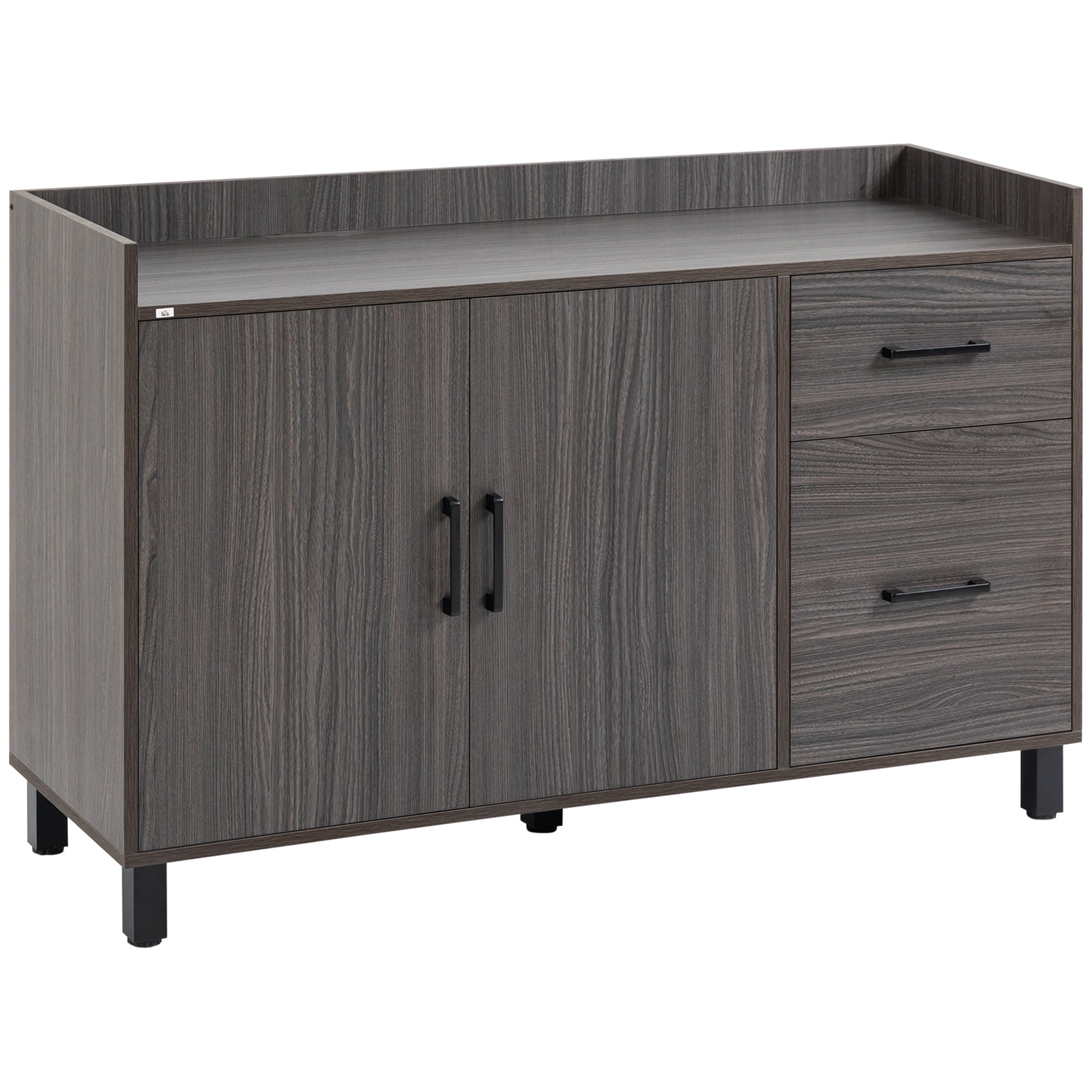 EASYCOMFORT Mobile Multiuso in Legno con Armadietto 2 Ante e Cassetti,  120x40x80cm, Grigio