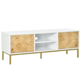 easycomfort easycomfort mobile porta tv con 2 ante in legno e vano centrale bianco e oro 120x40x44 6cm