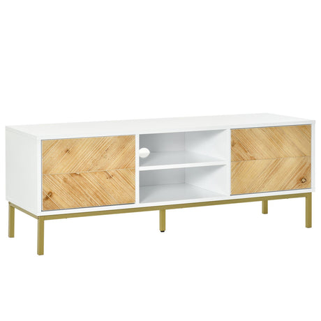 easycomfort easycomfort mobile porta tv con 2 ante in legno e vano centrale bianco e oro 120x40x44 6cm