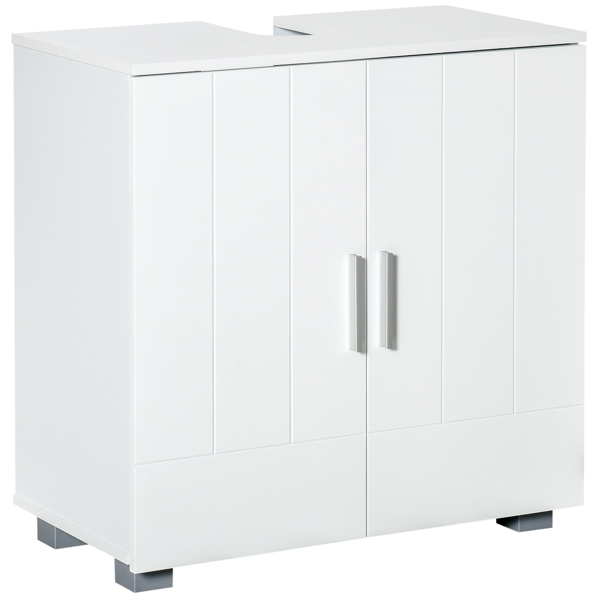 EASYCOMFORT Mobile Sotto Lavabo Bagno a U con 2 Ante e Ripiano Interno  Regolabile, 60x30x60cm