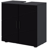 easycomfort easycomfort mobile sottolavabo bagno in legno con armadietto 2 ante 60x30x60cm nero