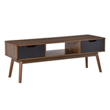 easycomfort easycomfort mobile tv moderno con 2 cassetti per tv fino a 50 stile nordico in legno 122x39x46cm teak e nero