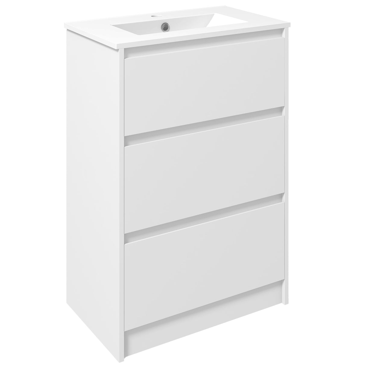 easycomfort easycomfort mobiletto bagno a 2 cassetti in truciolato con lavabo in ceramica sintetica 61x37x88 cm bianco