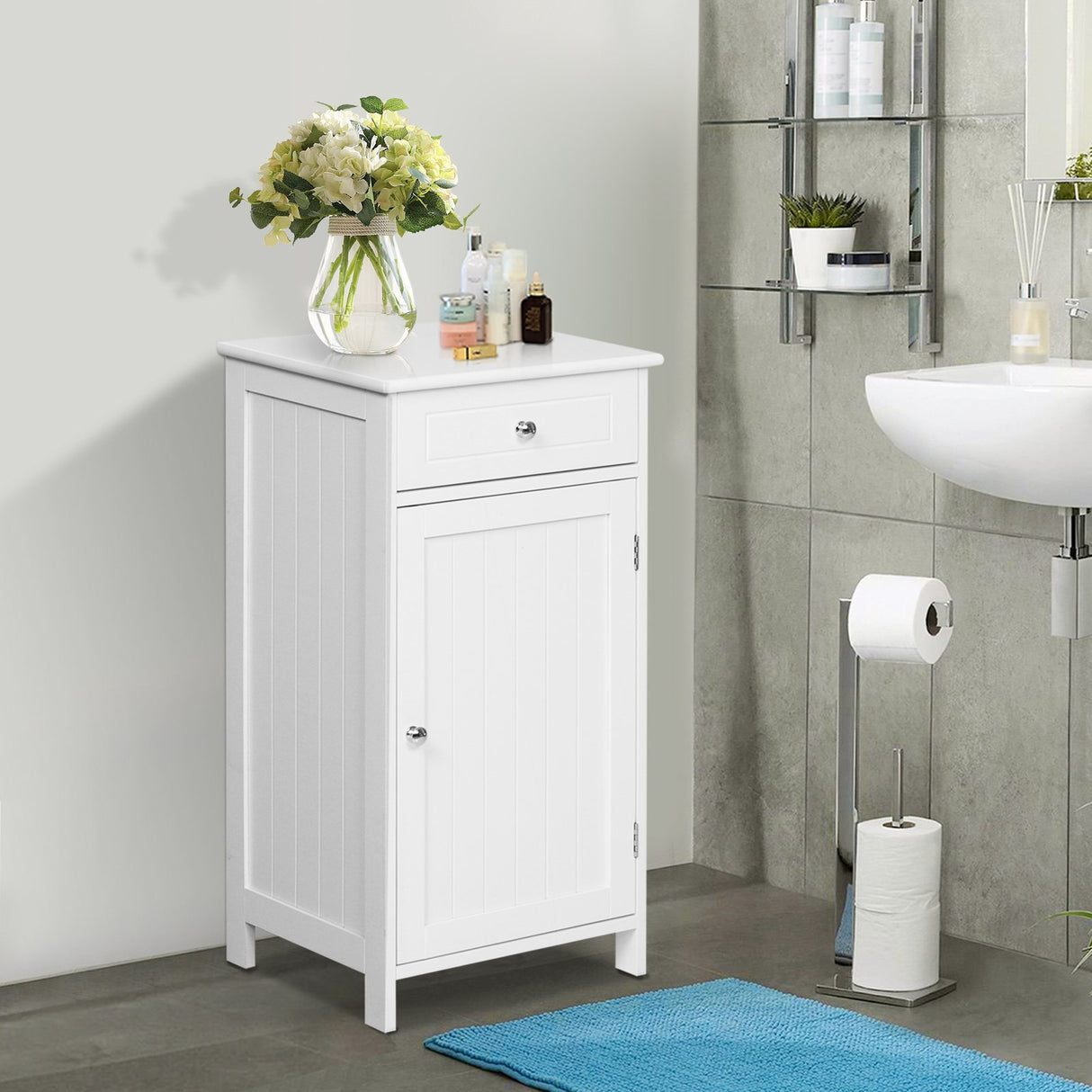 easycomfort easycomfort mobiletto da bagno con anta e cassetto bianco 43 x 34 x 77cm ean 8054111843287