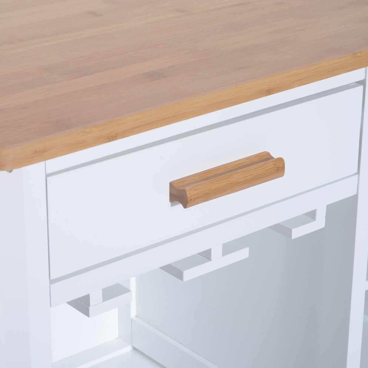 easycomfort easycomfort mobiletto da cucina con ruoteportabottiglie e porta bicchieri in bambu ean 8054144133300