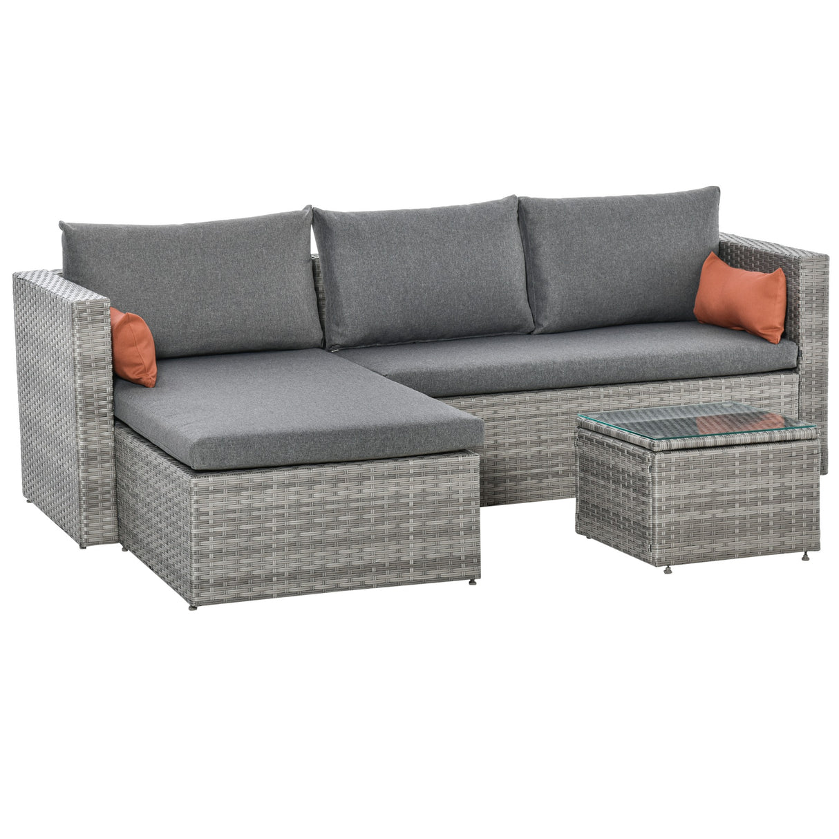 easycomfort easycomfort mobili da giardino set 3 pezzi in rattan pe con 2 divani e tavolino da caffe grigio