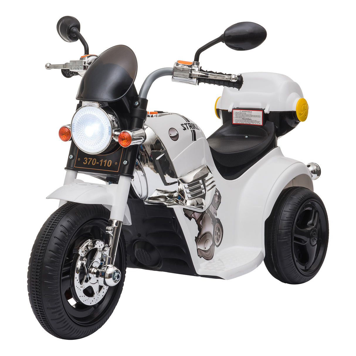 easycomfort easycomfort moto elettrica per bambini 6v a 3 ruote con luci e musica velocita 3kmh eta 18 36 mesi 87x46x54cm bianco