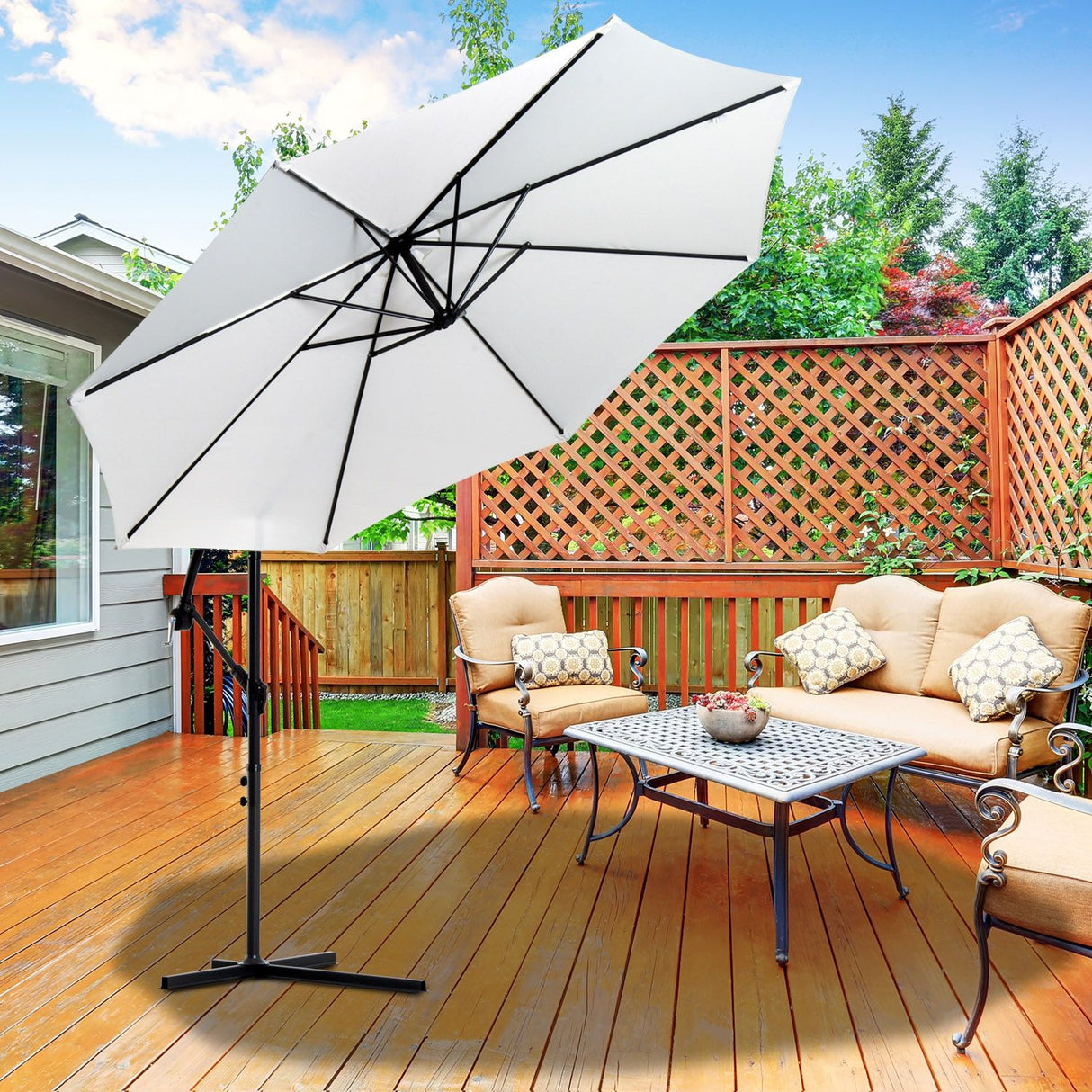 easycomfort easycomfort ombrellone da giardino a braccio con manovella 3x2 5m bianco ean 8054144134239