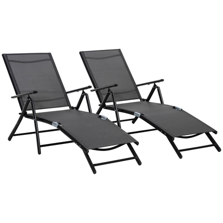 easycomfort easycomfort oustunny set 2 sdraio da giardino pieghevoli con schienale regolabile 64x134x95cm nero