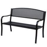 easycomfort easycomfort panchina da esterno in acciaio nero 127x60x85cm