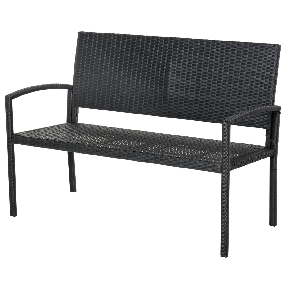 easycomfort easycomfort panchina da esterno in pe rattan nero 2 posti 122x60x87cm ean 8055776911861