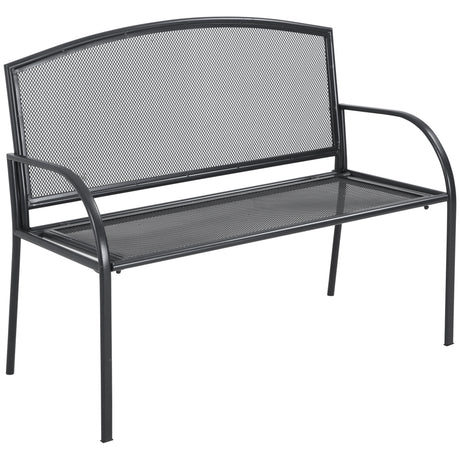 easycomfort easycomfort panchina da giardino 2 posti in acciaio con braccioli 110 5x53 5x89cm grigio