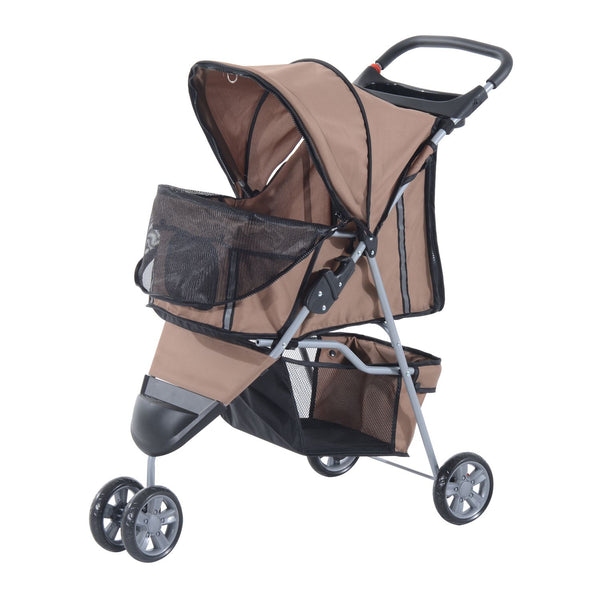 EASYCOMFORT Passeggino per Cani Pieghevole Carrello per Animali Domestici  Carrello Carrozzina Caffè 75 x 45 x 97cm