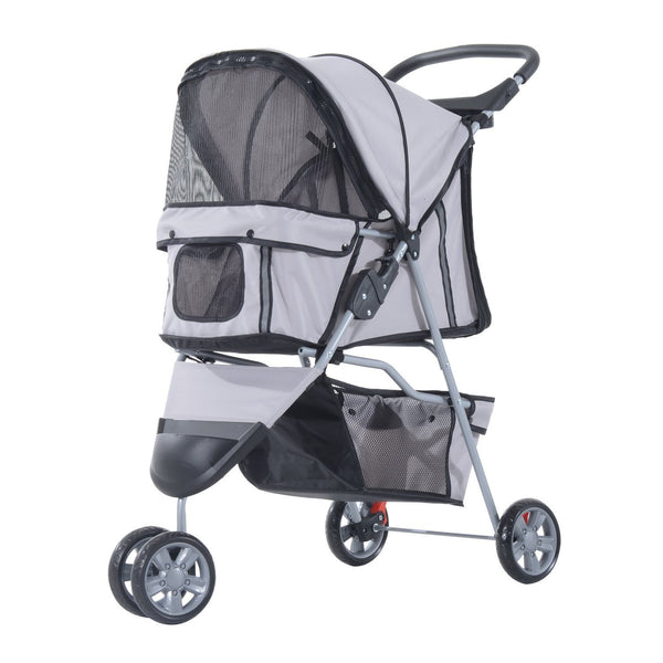 EASYCOMFORT Passeggino per Cani Pieghevole Carrello per Animali Domestici  Carrello Carrozzina Grigio 75 x 45 x 97cm