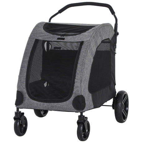 easycomfort easycomfort passeggino per cani di taglia medio grande fino a 55kg in acciaio e tessuto oxford nero e grigio