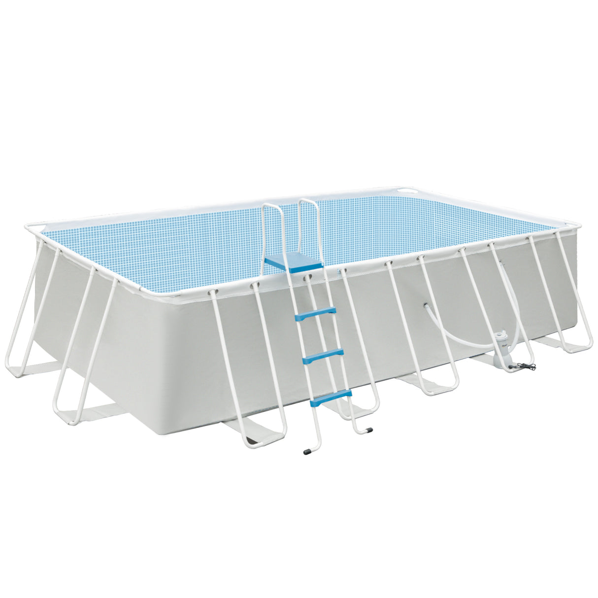 easycomfort easycomfort piscina fuori terra in acciaio e pvc rinforzato con filtro 580x310x122cm grigio chiaro