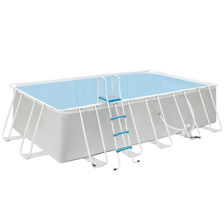 easycomfort easycomfort piscina fuori terra in acciaio e pvc rinforzato con filtro 580x310x122cm grigio chiaro