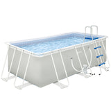 easycomfort easycomfort piscina fuori terra rettangolare con pompa filtro a nanosfere e scaletta incluse 440x240x122cm grigia