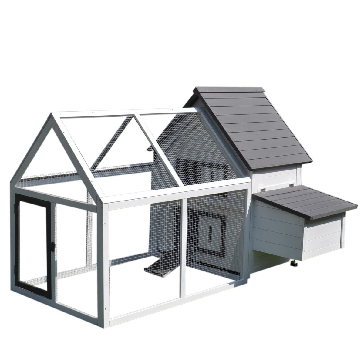 easycomfort easycomfort pollaio da giardino con corsa e tetto impermeabile grigio e bianco 166x121 5x112cm ean 8054144138343