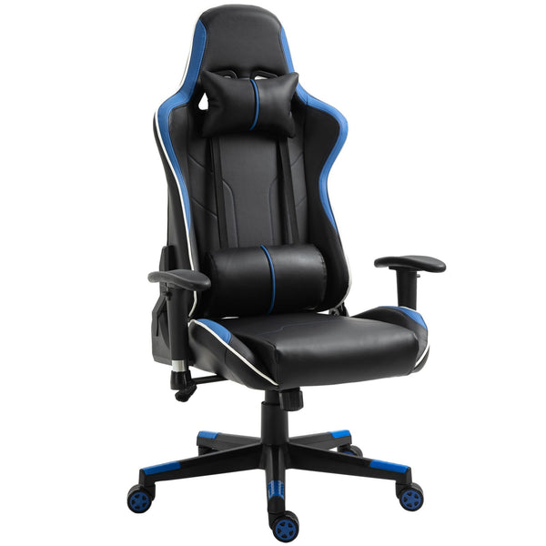 EASYCOMFORT Poltrona da Gaming con Altezza Schienale Regolabile, Sedia Ufficio  con Poggiatesta e Cuscino Lombare Nera e Blu