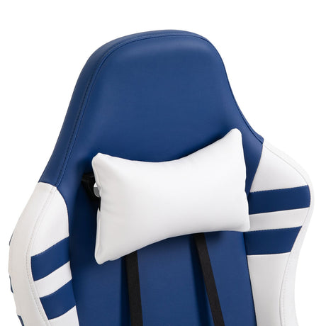 easycomfort easycomfort poltrona gaming e da ufficio in similpelle blu e bianca reclinabile e con poggiapiedi estraibile ean 8054144137018