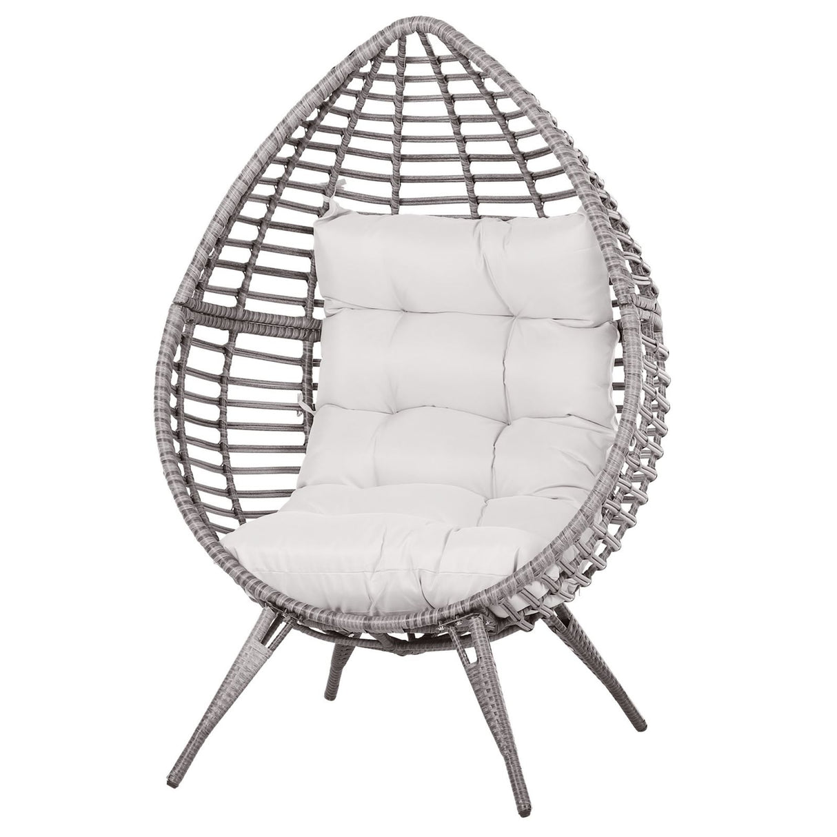 easycomfort easycomfort poltrona in pe rattan grigio con morbido cuscino beige per esterni e interni ean 8055776915029