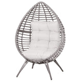 easycomfort easycomfort poltrona in pe rattan grigio con morbido cuscino beige per esterni e interni ean 8055776915029