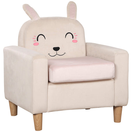 easycomfort easycomfort poltroncina per bambini con design a coniglio e gambe in legno 53x47x54 5cm crema