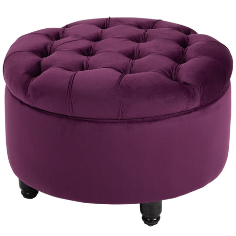 easycomfort easycomfort pouf contenitore in velluto viola con seduta in stile chesterfield imbottita ean 8054144135618