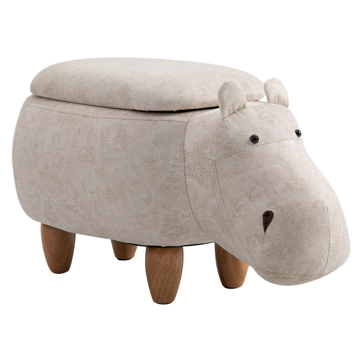 easycomfort easycomfort pouf contenitore poggiapiedi in tessuto ippopotamo beige ean 8054144138244