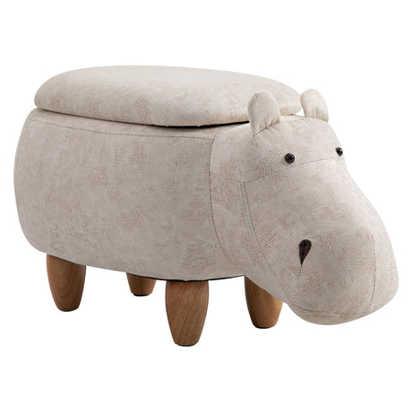 easycomfort easycomfort pouf contenitore poggiapiedi in tessuto ippopotamo beige ean 8054144138244