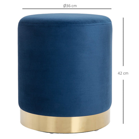 easycomfort easycomfort pouf poggiapiedi di design rotondo in velluto blu con base oro 36x42cm ean 8054144131054