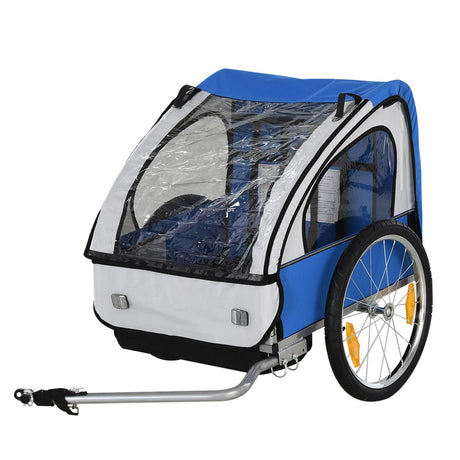 easycomfort easycomfort rimorchio bici bambini 2 posti con cinture di sicurezza in acciaio e tessuto oxford blu ean 8054144134734