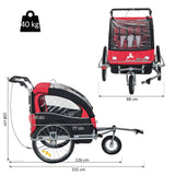 easycomfort easycomfort rimorchio passeggino porta bimbo 2 in 1 per bicicletta jogging rosso e nero ean 8054144138794