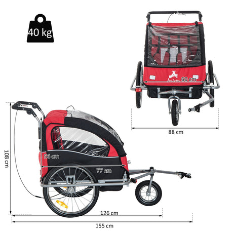 easycomfort easycomfort rimorchio passeggino porta bimbo 2 in 1 per bicicletta jogging rosso e nero ean 8054144138794
