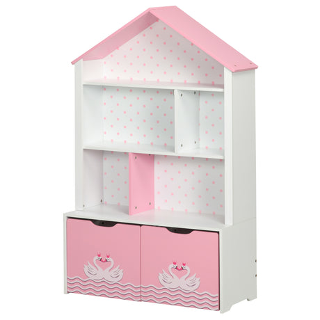 easycomfort easycomfort scaffale portagiochi per bambini con ripiani aperti e cassetti con rotelle rosa