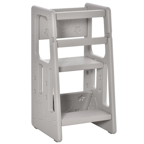 easycomfort easycomfort scaletta per bambini torre montessoriana altezza regolabile 3 livelli 47x47x90cm grigio