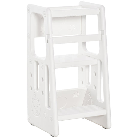 easycomfort easycomfort scaletta per bambini torre montessoriana altezza regolabile 3 livelli hdpe inodore 47x47x90cm bianco