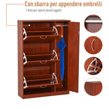 easycomfort easycomfort scarpiera salvaspazio con 3 ante a ribalta e unanta porta ombrelli in legno color ciliegio 80x24x120cm ean 8054111845342