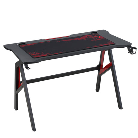 easycomfort easycomfort scrivania gaming moderna con tappetino mouse maxi e accessori 120x58x75cm rosso e nero