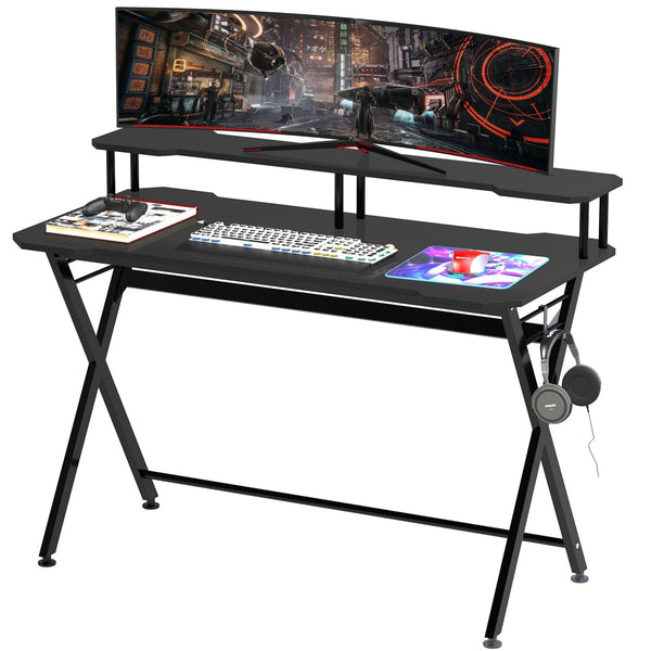 Costway Scrivania gaming ergonomica da 116cm, Scrivania multiuso per PC con  struttura in metallo Nero