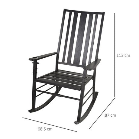 easycomfort easycomfort sedia a dondolo moderna per esterni e interni arredamento da giardino in acciaio con effetto venato del legno 68 5x87x113cm nero ean 8055776912530