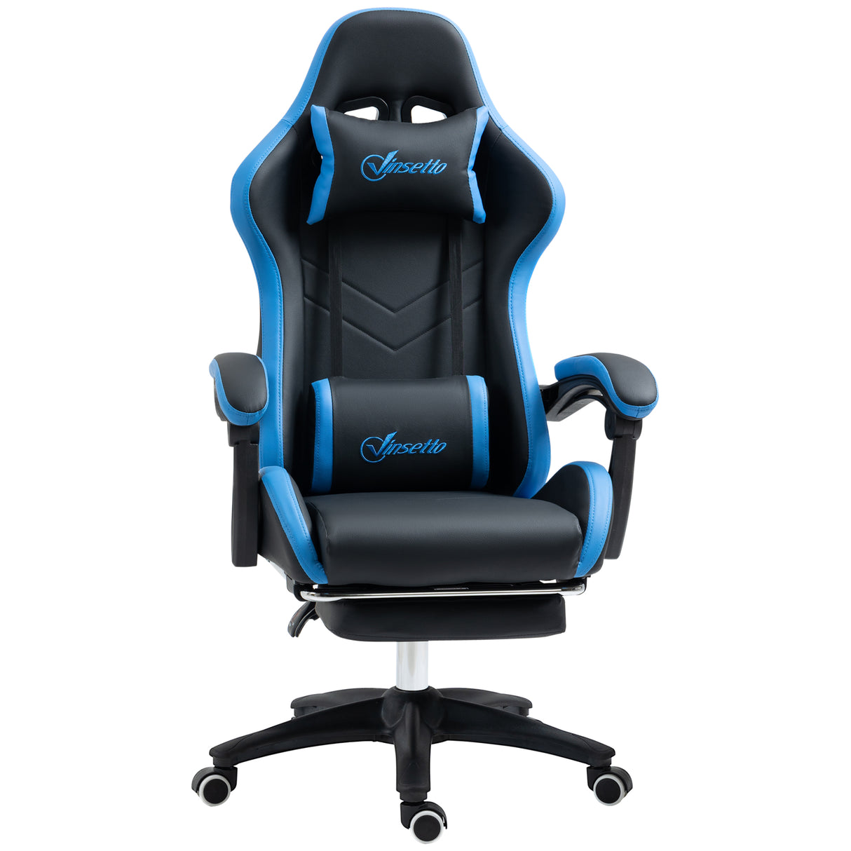 easycomfort easycomfort sedia da gaming con altezza regolabile e schienale reclinabile 65x65x121 129 cm blu e nero