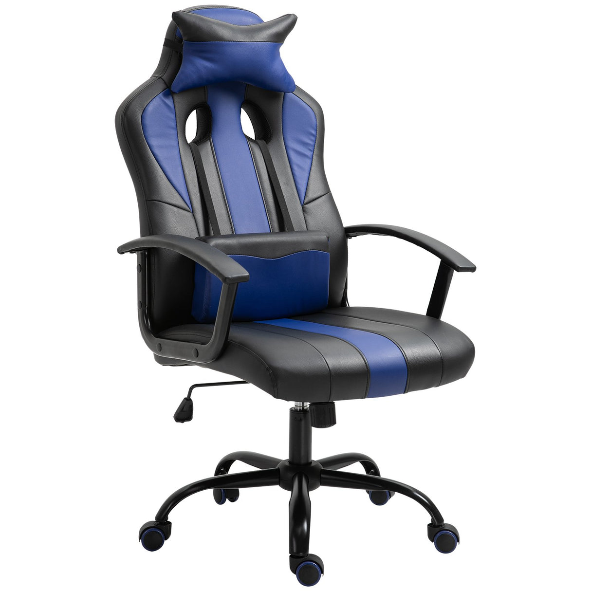 easycomfort easycomfort sedia da gaming ergonomica altezza regolabile con cuscino nero e blu ean 8054144134857