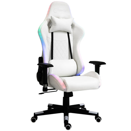 easycomfort easycomfort sedia da gaming luminosa con luci a led altezza regolabile in similpelle bianca