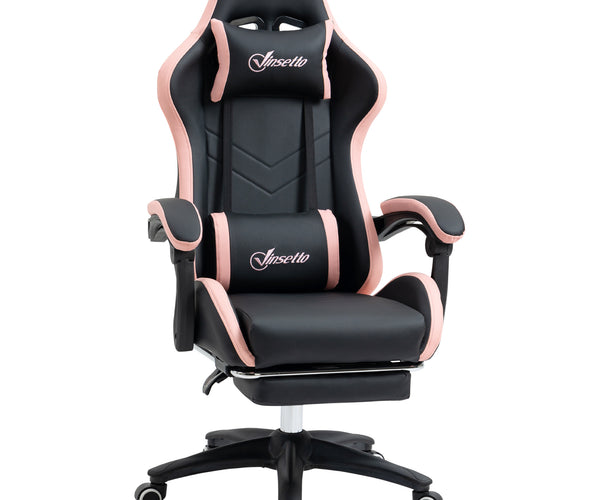 EASYCOMFORT Sedia da Gaming Rosa e Nero con Altezza Regolabile e Schienale  Reclinabile, 65x65x121-129 cm