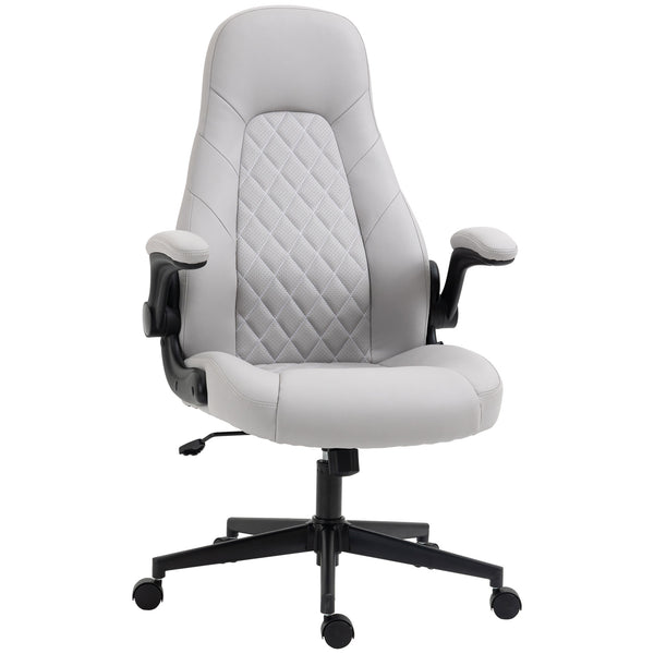 EASYCOMFORT Sedia da Ufficio Ergonomica con Braccioli Ribaltabili e Altezza  Regolabile, 67x70x112-122 cm, Grigio