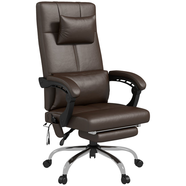 EASYCOMFORT Sedia da Ufficio Massaggiante ad Altezza Regolabile con  Poggiapiedi e Telecomando, 66x67x115-123 cm, Marrone