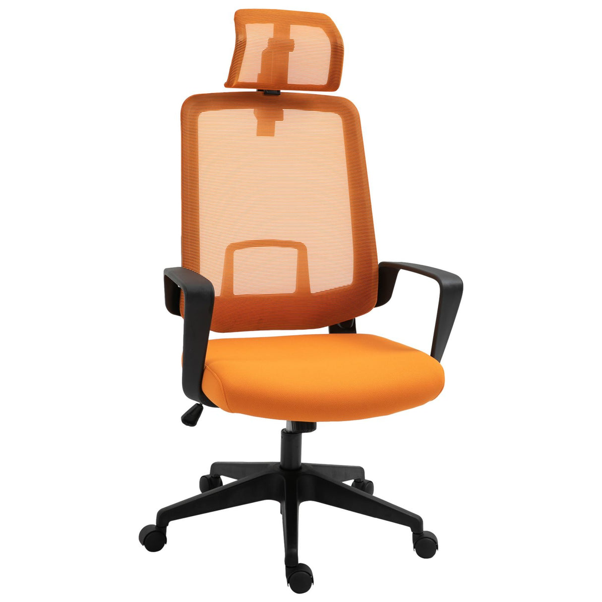 easycomfort easycomfort sedia ergonomica con poggiatesta e supporto lombare da ufficio girevole arancione